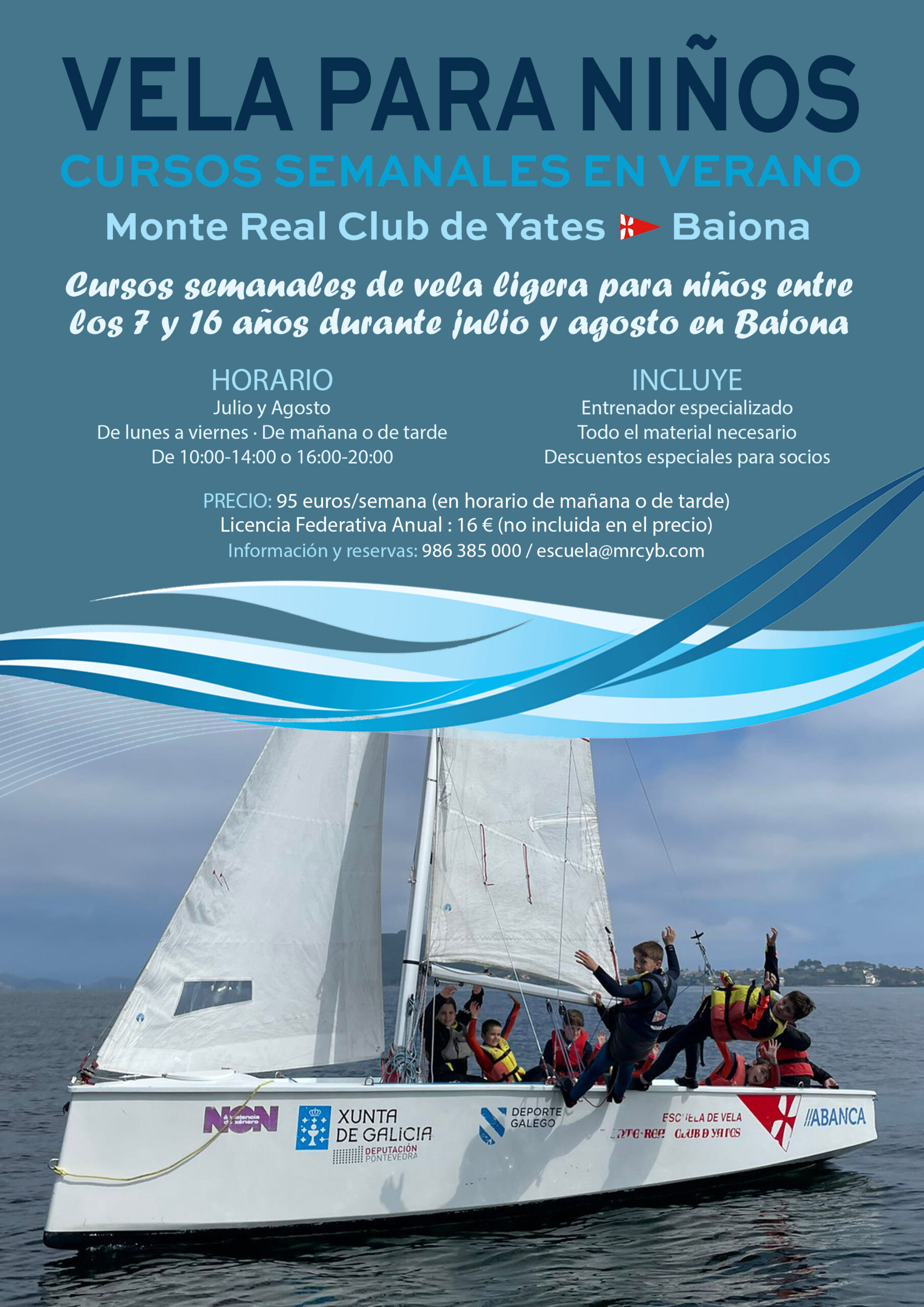 Cursos de vela para niños baiona