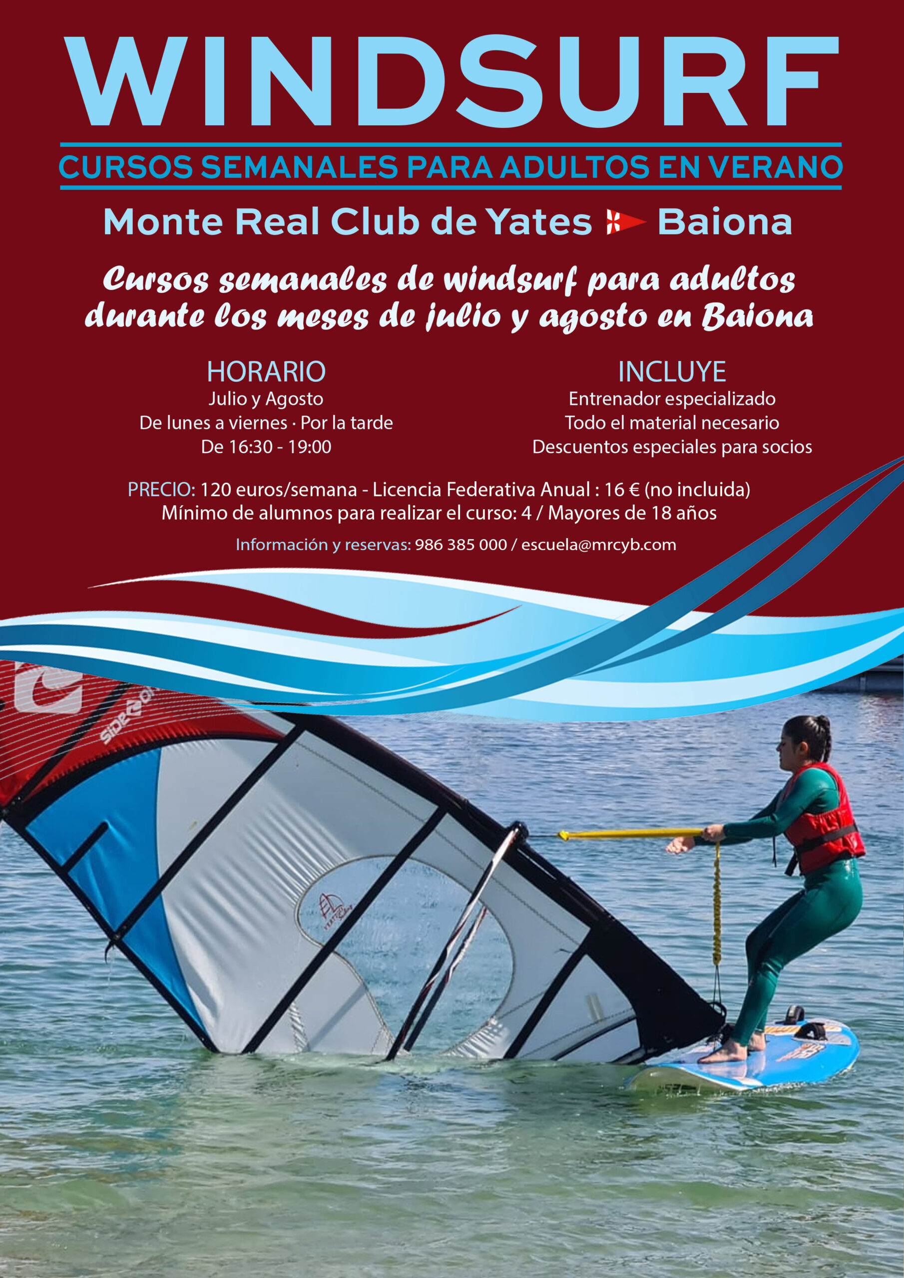 curso de windsurf para adultos en baiona